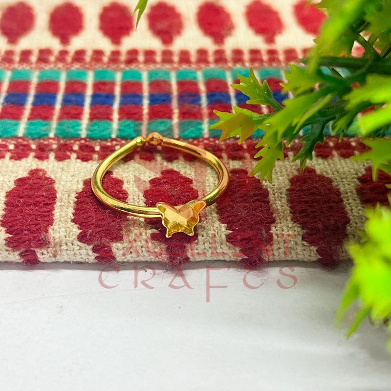 6mm Butterfly Cabochon Adjustable Brass Finger Ring 