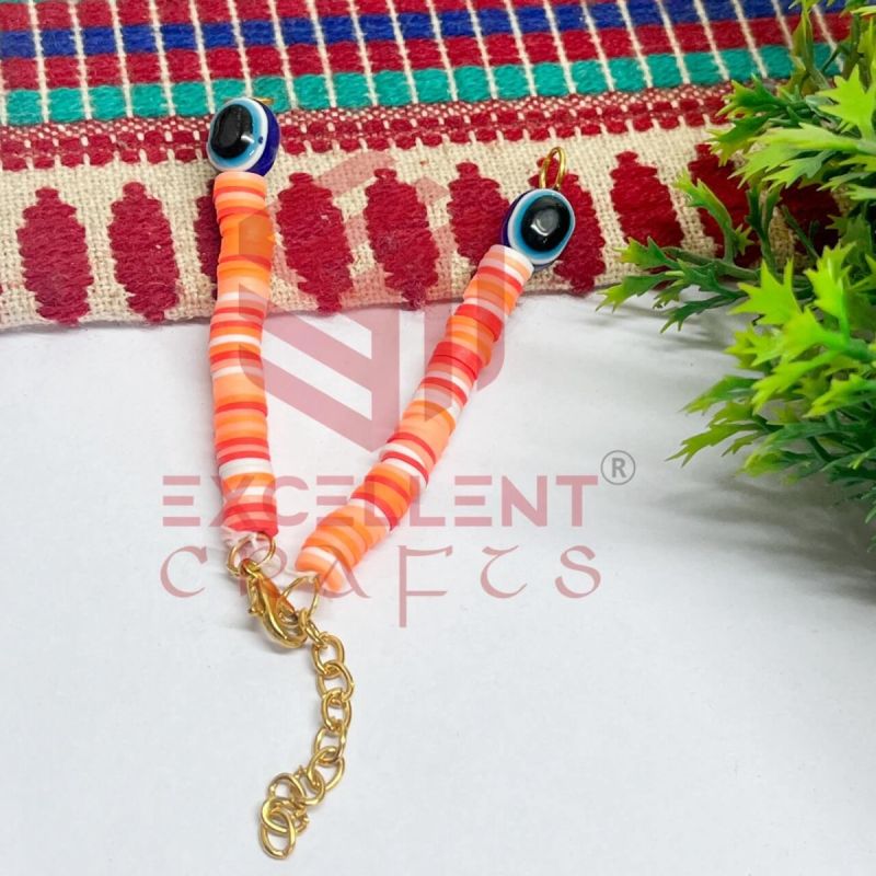Fimo beads Bracelet chain - Orange Shade
