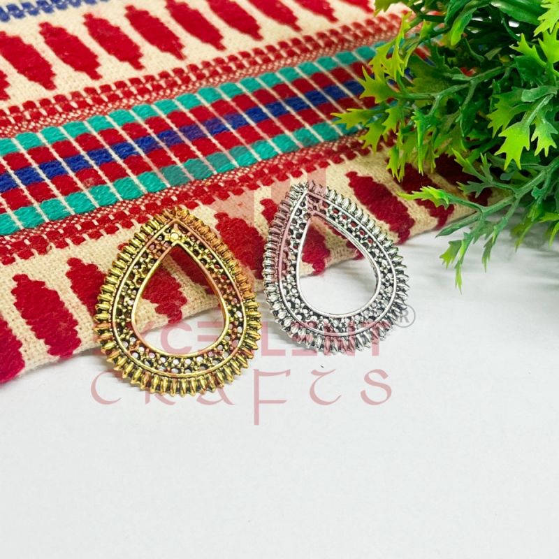 Drop Shape Tribal Design Earring Stud Bezels