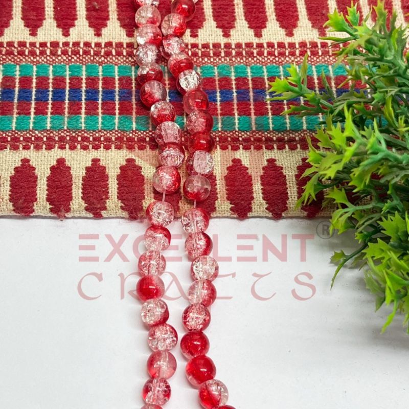8mm Double Color Crackle Beads Red and White