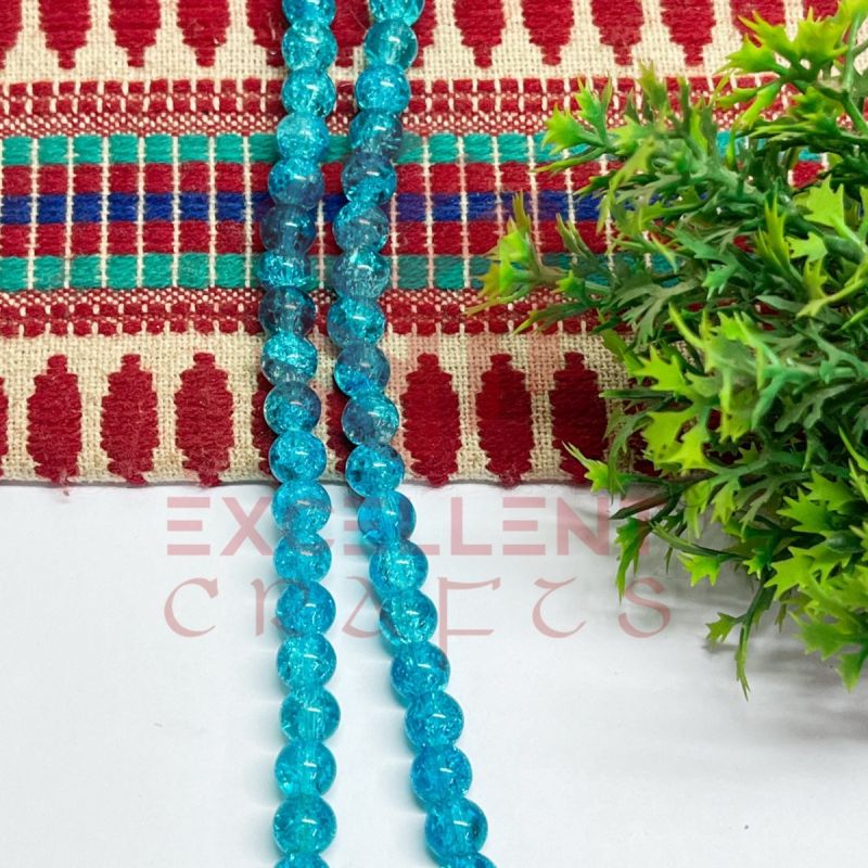 8mm Blue Crackle Beads – 1 Line (80-90 Beads) for Bracelet, Necklace, DIY Jewellery & Craft Projects
