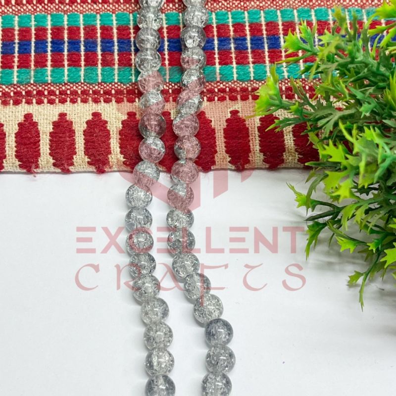 8mm Grey Crackle Beads – 1 Line (80-90 Beads) for Bracelet, Necklace, Jewellery Making & DIY Craft Projects