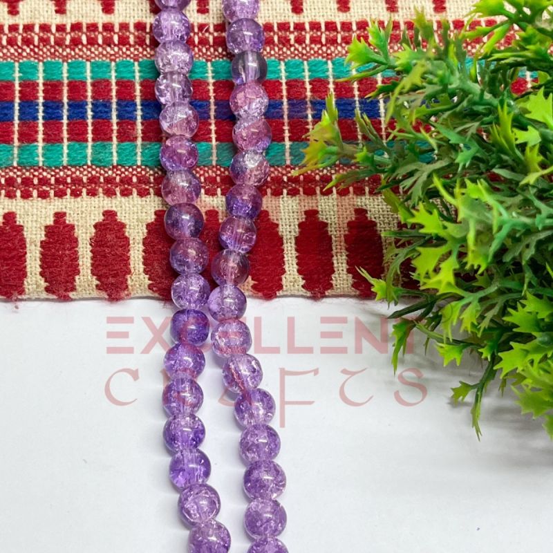 8mm Violet Crackle Beads – 1 Line (80-90 Round Beads) for Bracelet, Necklace, Jewellery Making & DIY Crafts