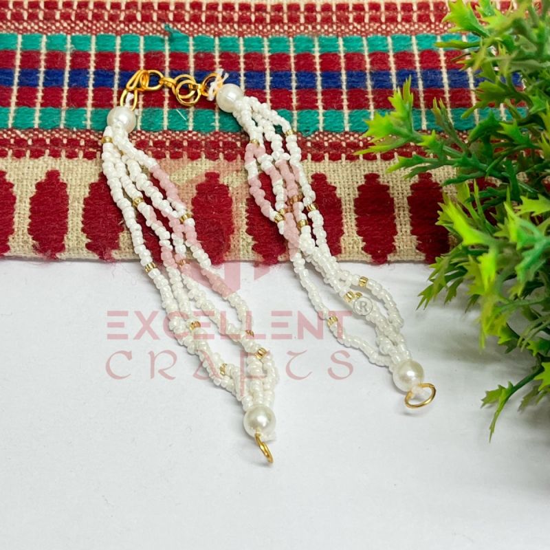 3 Line Seed Beaded Rakhi Bracelet Chain with Extender – For Stone & Resin Bezel Connectors (1 Pc)
