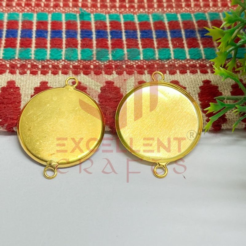 25mm Gold Cabochon Tray Connector – DIY Rakhi, Resin Craft, Photo Bracelet Base