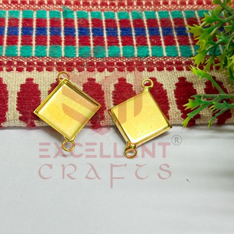 Rhombus Shape Gold Cabochon Tray Connector – Resin DIY, Rakhi & Photo Bracelet Base