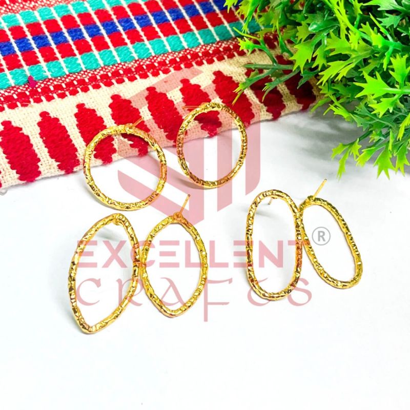 Textured Eye Stud Earring Bezels - 1 Pair