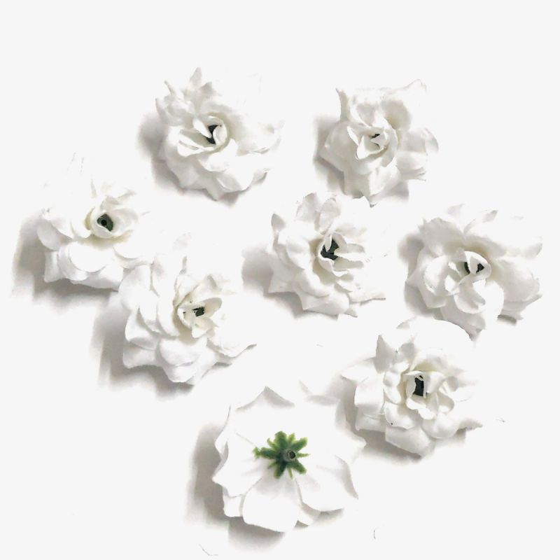 4cm White Fabric Rose Artificial Flowers - 10pcs Set | Elegant & Versatile Decor