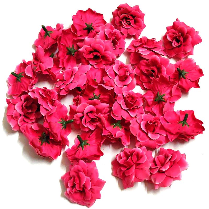 4cm Pink Fabric Rose Artificial Flowers - 10pcs Set | Perfect for Craft & Decoration