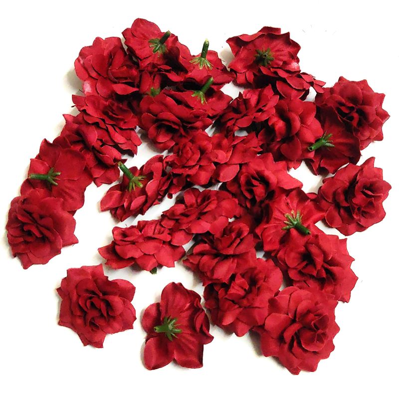 4cm Maroon Color Fabric Artificial Flowers – Pack of 10 Pcs for Gift Decoration