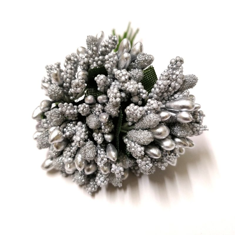 Silver Color Artificial Pollens for Bridal Jewelry Making | Elegant Craft Supplies