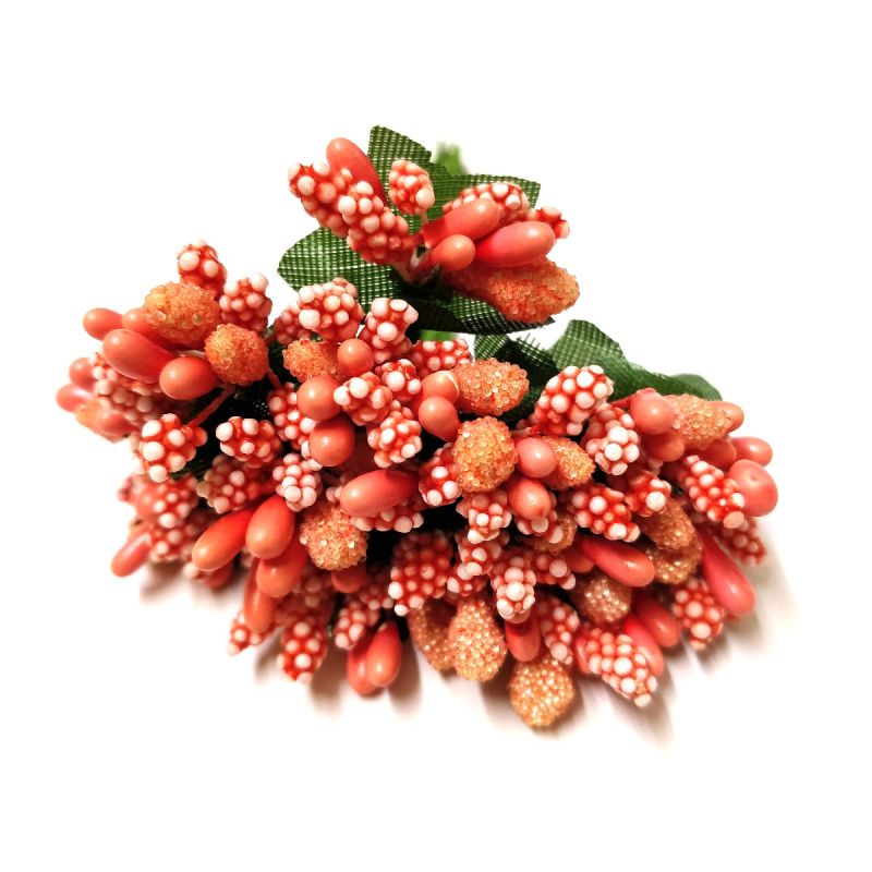 Dark Orange Color Artificial Pollens for Tiara & Jewelry Making - 1 Bunch