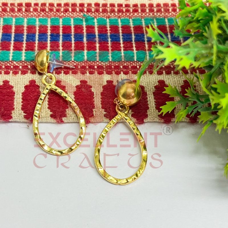 Ball Stud Tear Drop Shape Texture Earring Bezels - (1Pair) 