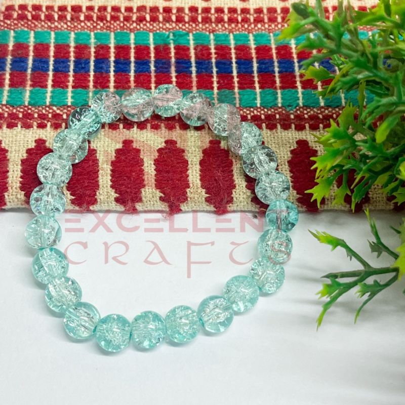 8mm Crackle Bead Bracelet Sea Green
