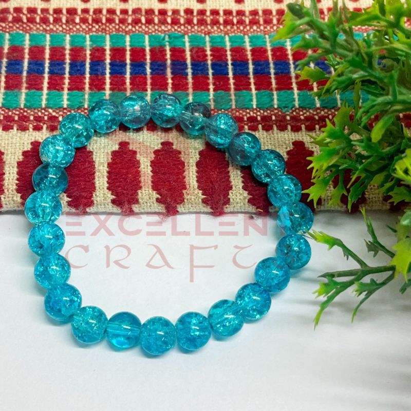 8mm Crackle Bead Bracelet Blue