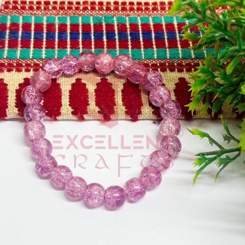 Purple Color 8mm Crackle Bead Bracelet 