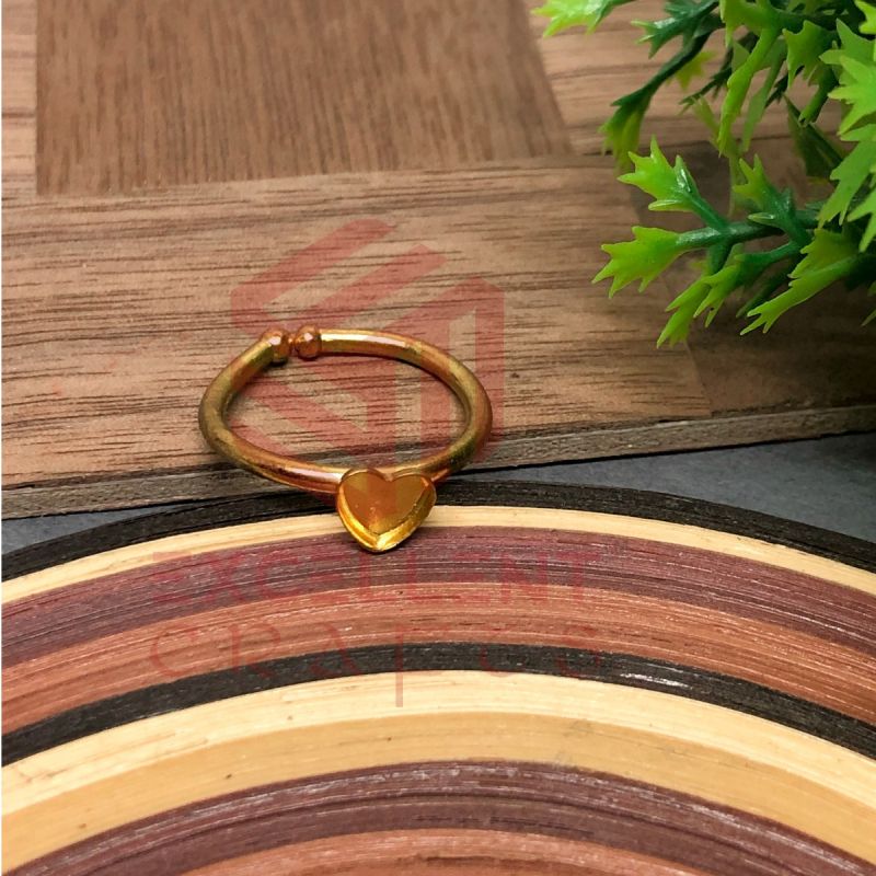 4mm Heart Cabochon Brass Adjustable Finger Ring-Gold