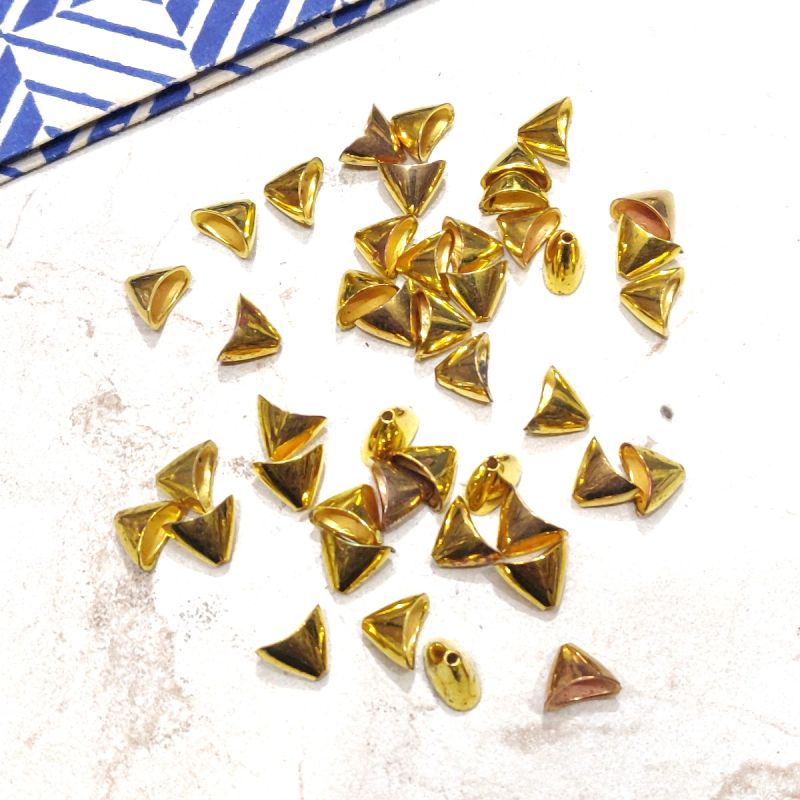 Bright Gold Plastic CCB Beads for Saree Tassels, Jewelry Making and Embroidery (Cone Shape -Pack of 100Pcs)