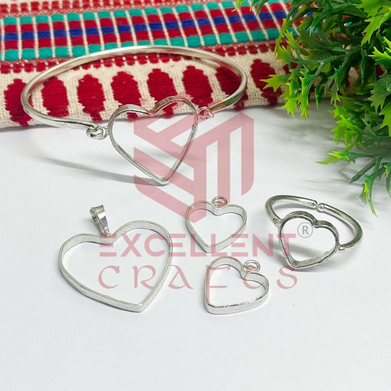 Valantine bezels Kada Earring Pendant Finger Ring Combo3 set-Silver