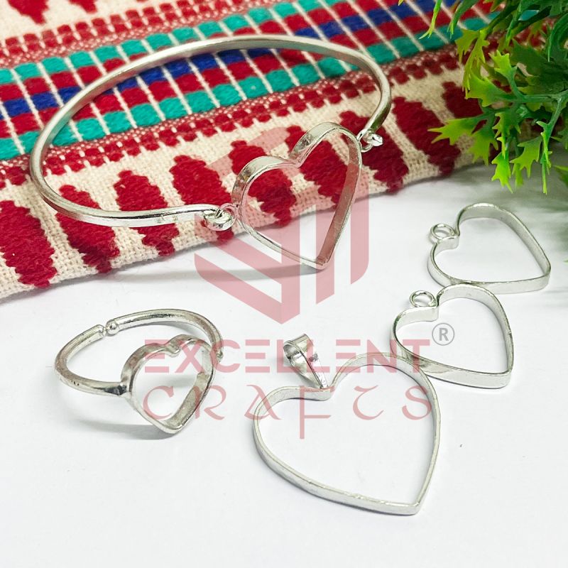 Valantine bezels Kada Earring Pendant Finger Ring Combo2 set-Silver