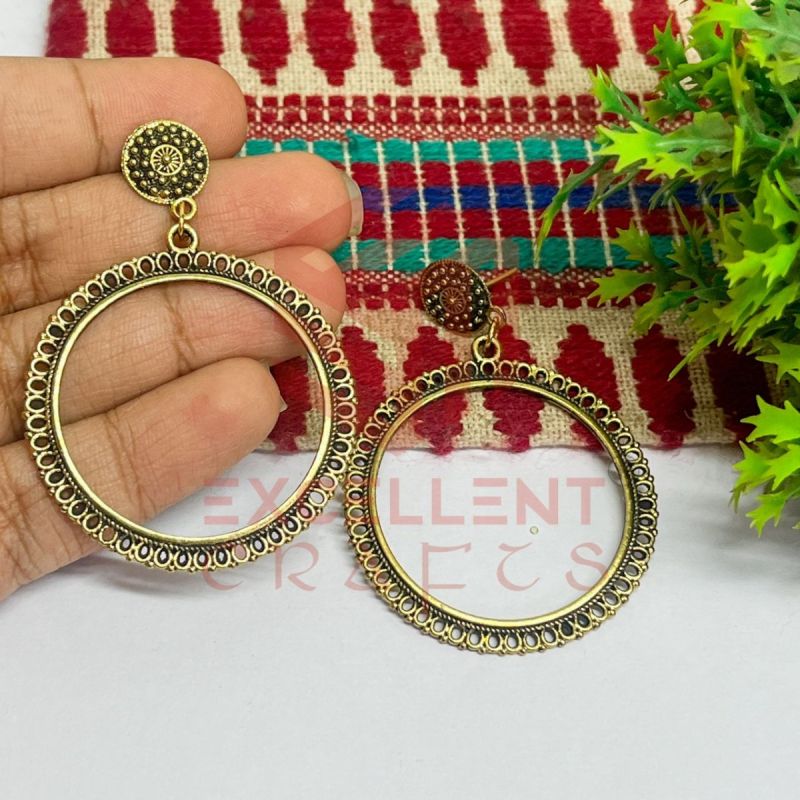 Quality Jhumka Earring Bezels Bases – (1 Pair) for DIY Resin Art Jewellery – Antique Gold 