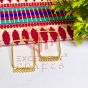 Rectangle Shape Metal Antique Finish Gold Color Leaf Stud Design 1