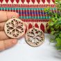 Round Jali Design MDF Earring Cutouts – 1 Pair (1–1.5 Inch) | Intricate Wooden Blanks for DIY Jewelry
