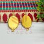 Oval Shape Gold Cabochon Tray Bezel Connector – Resin Craft, Rakhi & Photo Bracelet DIY