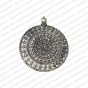 ECMANTPEN104-Round-Shape-Metal-Antique-Finish-Silver-Color-Pendant-Flower-Design-10