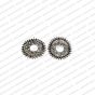 Round Shape Metal Antique Finish Flower Silver Color Stud Design 13