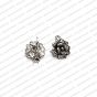 Round Shape Metal Antique Finish Flower Silver Color Stud Design 6