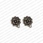 Round Shape Metal Antique Finish Flower Silver Color Stud Design 6