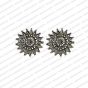 Round Shape Metal Antique Finish Flower Silver Color Stud Design 15