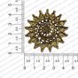 Round Shape Metal Antique Finish Flower Gold Color Stud Design 15