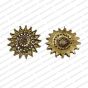 Round Shape Metal Antique Finish Flower Gold Color Stud Design 15
