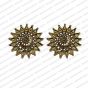 Round Shape Metal Antique Finish Flower Gold Color Stud Design 15