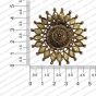 Round Shape Metal Antique Finish Flower Gold Color Stud Design 14