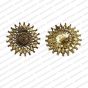 Round Shape Metal Antique Finish Flower Gold Color Stud Design 14