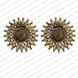 Round Shape Metal Antique Finish Flower Gold Color Stud Design 14