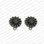 Round Shape Metal Antique Finish Flower Silver Color Stud Design 17