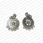 Round Shape Metal Antique Finish Flower Silver Color Stud with Peacock Design 1