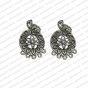 Round Shape Metal Antique Finish Flower Silver Color Stud with Peacock Design 1