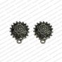 Round Shape Metal Antique Finish Flower Silver Color Stud Design 21