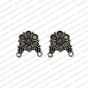 Round Shape Metal Antique Finish Flower Silver Color Stud Design 23