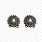 Round Shape Metal Antique Finish Flower Silver Color Stud Design 25