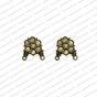 Round Shape Metal Antique Finish Flower Gold Color Stud Design 23