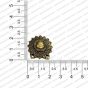 Round Shape Metal Antique Finish Flower Gold Color Stud Design 25