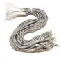 Excellentcrafts 13-inch Silver Zari Thread Braided Silk Necklace with Hook & White Tassel - Pack of 6Pcs
