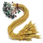 Gold Color 13-Inch Zari Thread Braided Necklace with Hook & Pearl Glass Bead Tassel - Pack of 6 Pcs