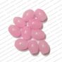 ECMGLBEAD166 10mm x 8mm Baby Pink Transparent Oval Shape Shiny Glass Beads